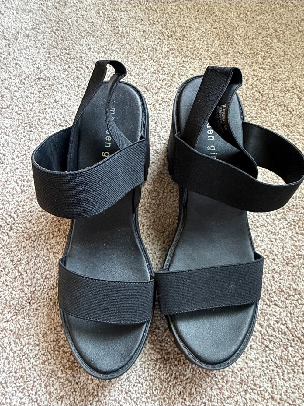 Madden Girl Black Platform Lug Sandals